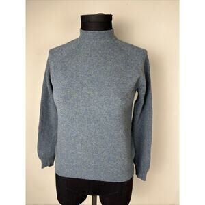 James Pringle Pure New Wool Pullover Sweater Mock Neck Small Womens Blue